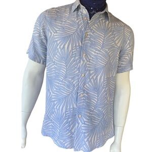 Tasso Elba Men Silk Blend Short Sleeve Blue Shirts Size S